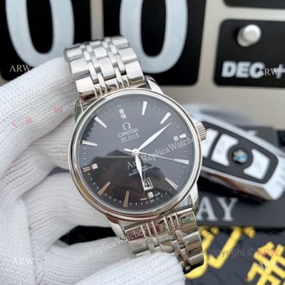 Clone Omega De Ville Stainless Steel Black 42MM Watches - New